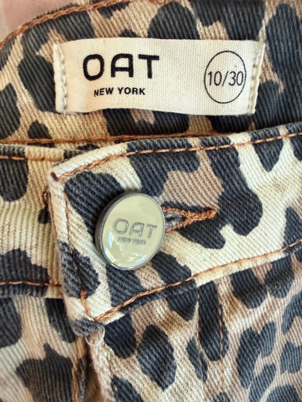 Oat New York Leopard Print High-Rise Jeans - Black & Cream - Picture 2 of 6